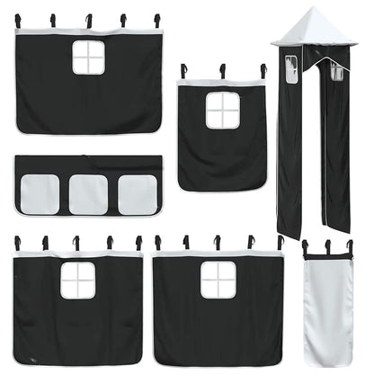 Bunk Bed without Mattress with Slide White and Black 90x190 cm Single