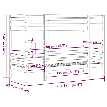 Bunk Bed | Wax brown | Solid pine wood, Plywood | Twin | Durable