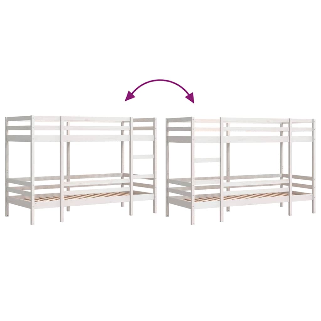 Bunk Bed | White | Solid Pine | Small Single | Strong | Bunk Bed
