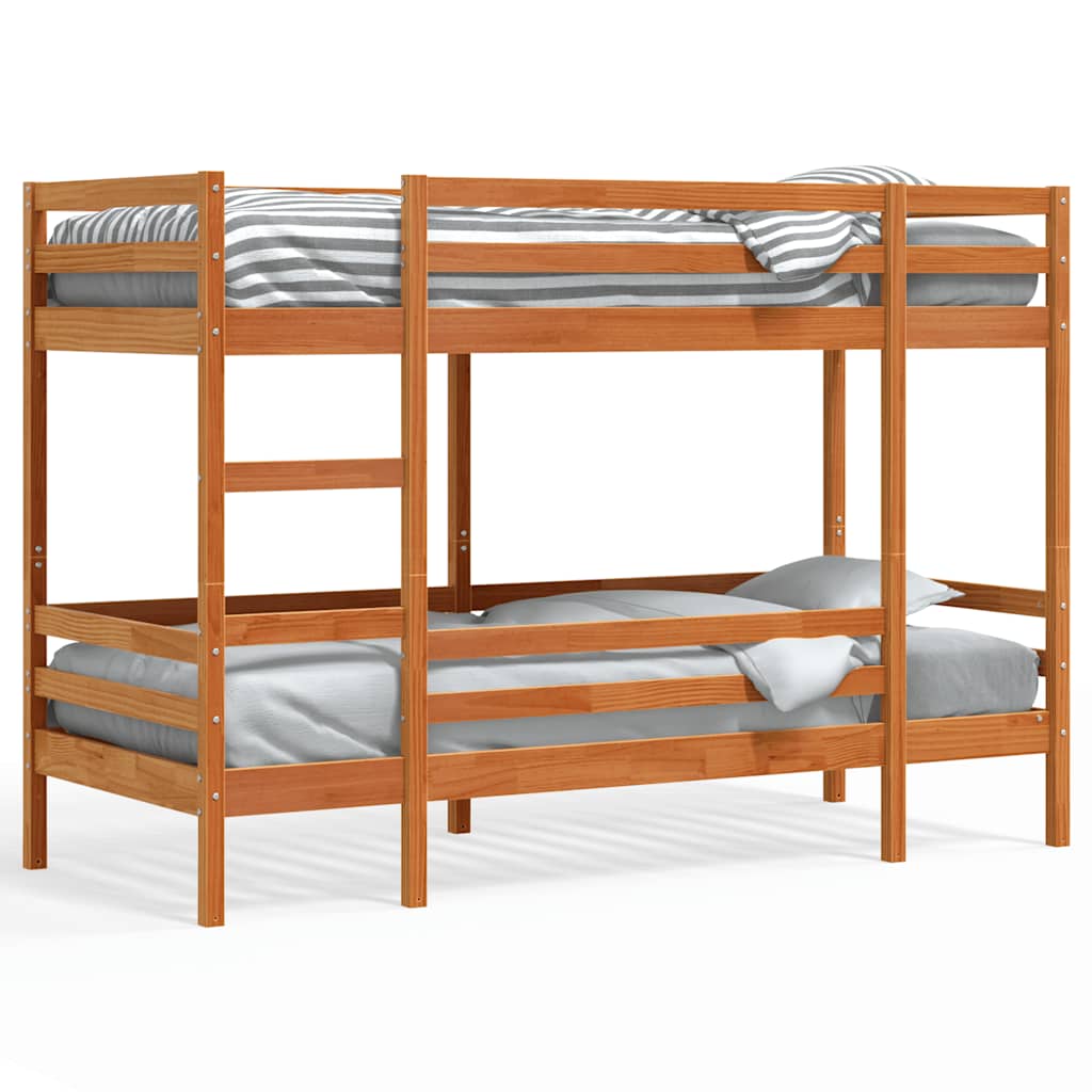 Bunk Bed without Mattress Wax Brown 75x190 cm Small Single Solid Wood Pine