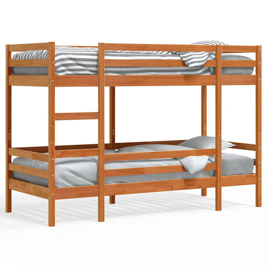 Bunk Bed without Mattress Wax Brown 75x190 cm Small Single Solid Wood Pine