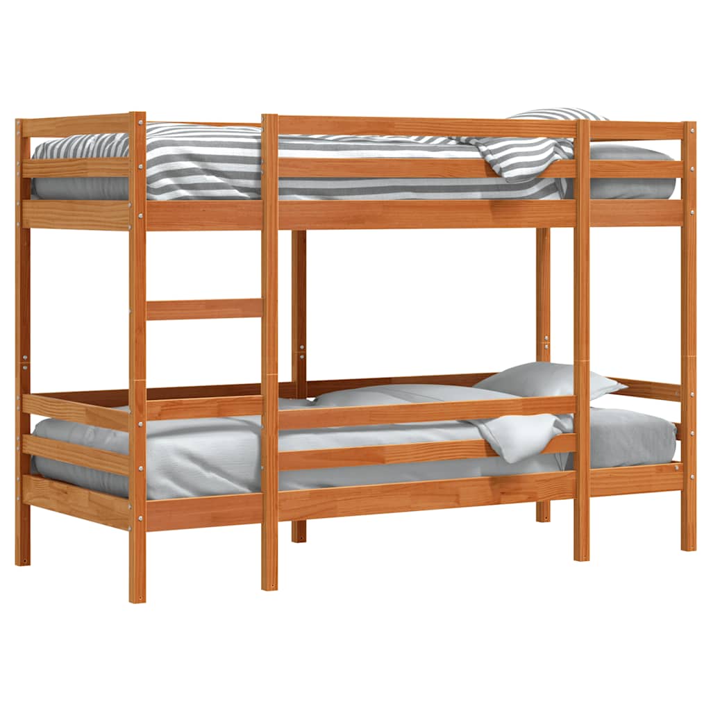Bunk Bed without Mattress Wax Brown 75x190 cm Small Single Solid Wood Pine