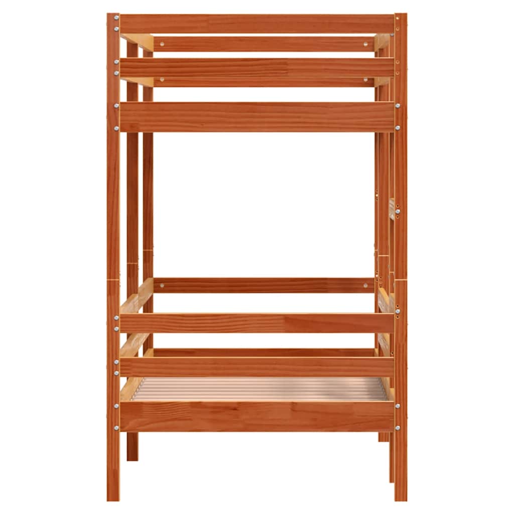 Bunk Bed without Mattress Wax Brown 75x190 cm Small Single Solid Wood Pine