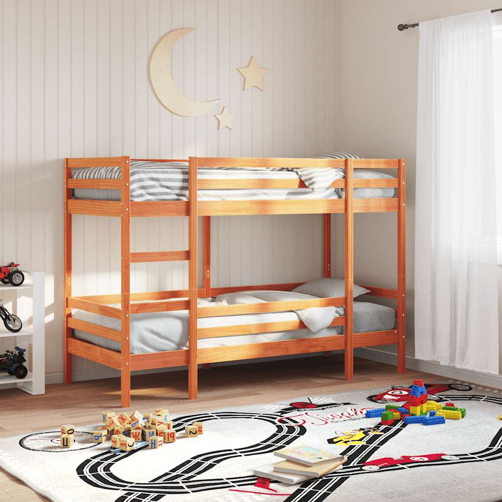 Bunk Bed without Mattress Wax Brown 75x190 cm Small Single Solid Wood Pine