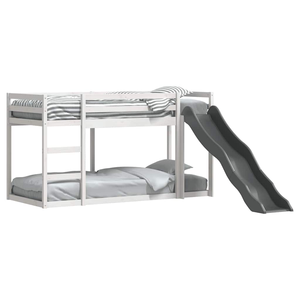 Bunk Bed with Slide&Ladder without Mattress White 90x200 cm