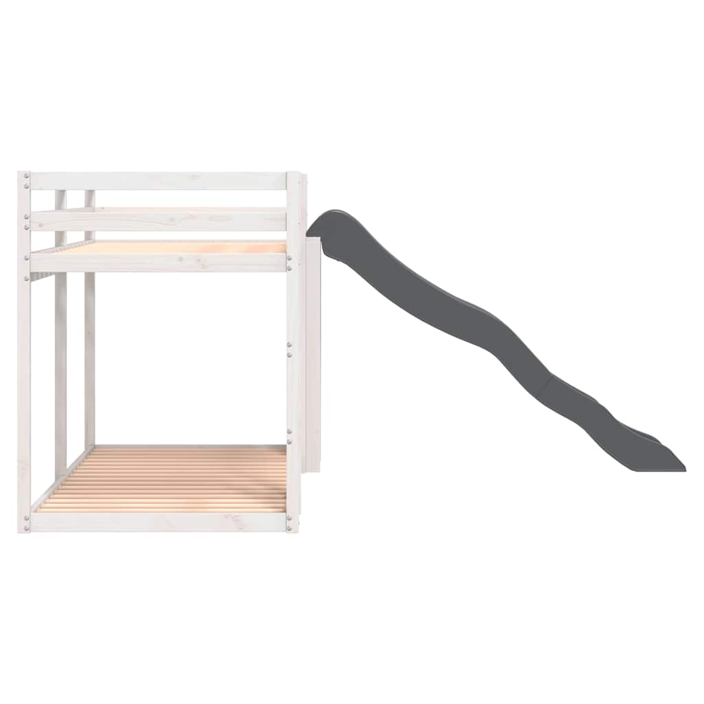 Bunk Bed with Slide&Ladder without Mattress White 90x200 cm