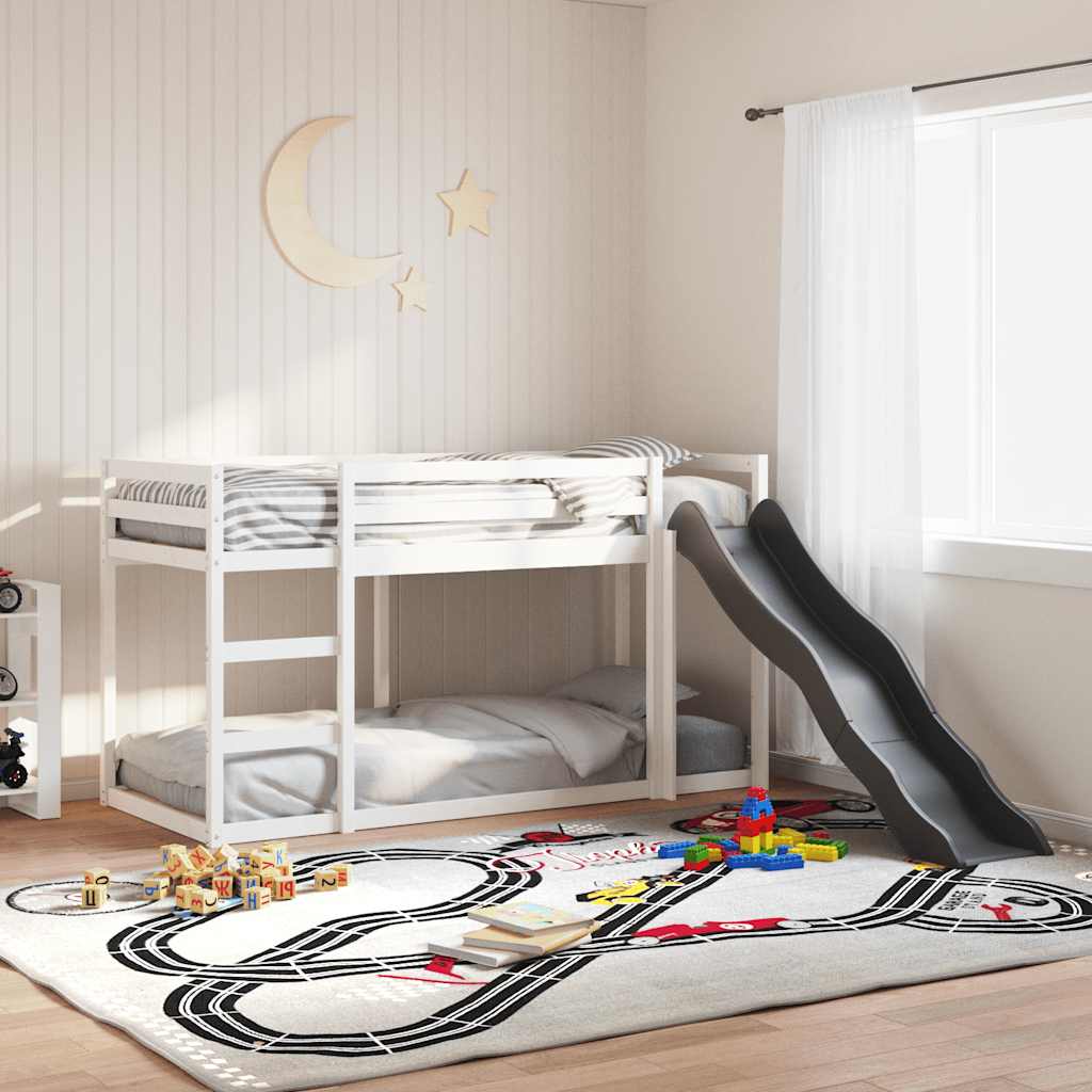 Bunk Bed with Slide&Ladder without Mattress White 90x200 cm