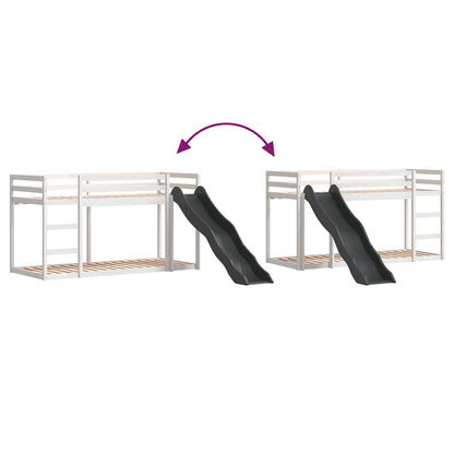 Bunk Bed with Slide&Ladder without Mattress White 90x190 cm Single