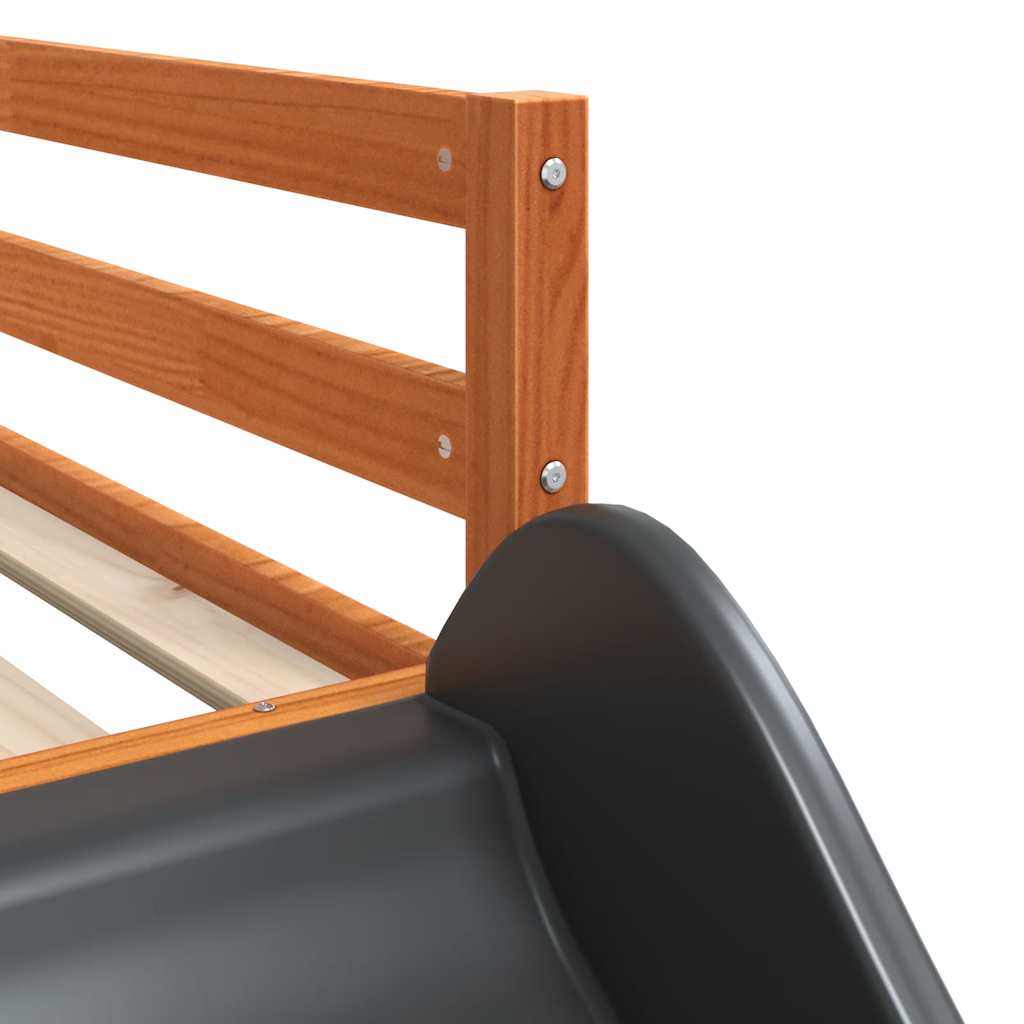 Bunk Bed with Slide&Ladder without Mattress Wax Brown 75x190 cm Small Single
