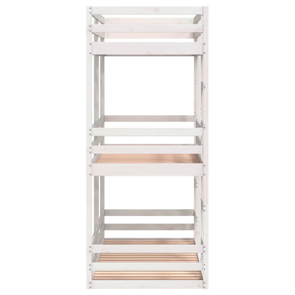 Triple Bunk Bed without Mattress White 90x200 cm Solid Wood Pine