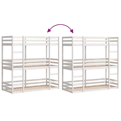 Triple Bunk Bed without Mattress White 90x200 cm Solid Wood Pine