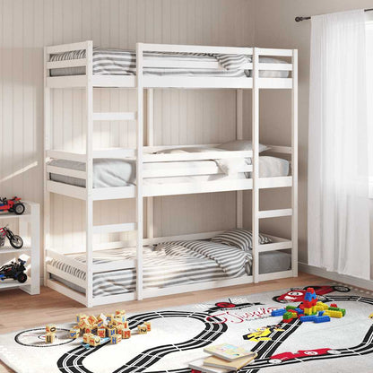 Triple Bunk Bed without Mattress White 90x200 cm Solid Wood Pine
