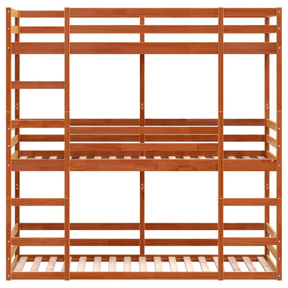 Triple Bunk Bed without Mattress Wax Brown 90x200 cm Solid Wood Pine