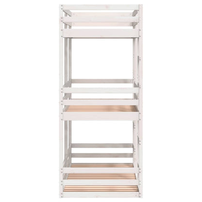 Triple Bunk Bed without Mattress White 75x190 cm Small Single Solid Wood Pine