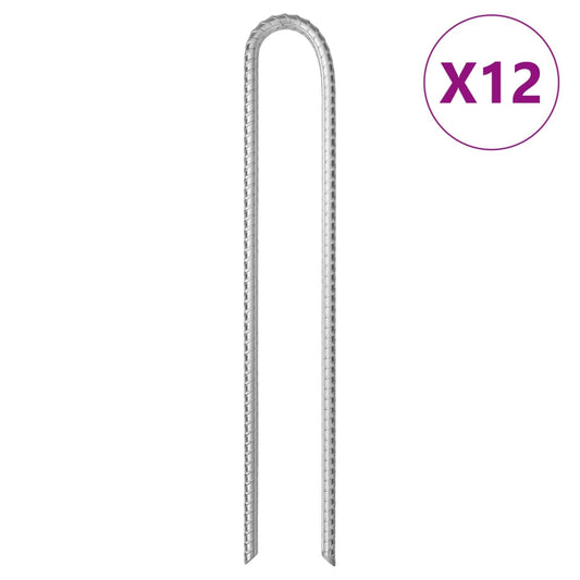 Tent Pegs 12 pcs U-shaped 37 cm Ø11.3 mm Galvanised Steel