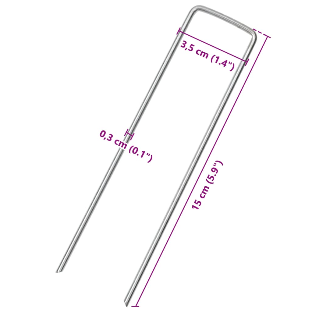 Ground Pegs U Shape 50 pcs 15x3,5 cm Galvanised steel