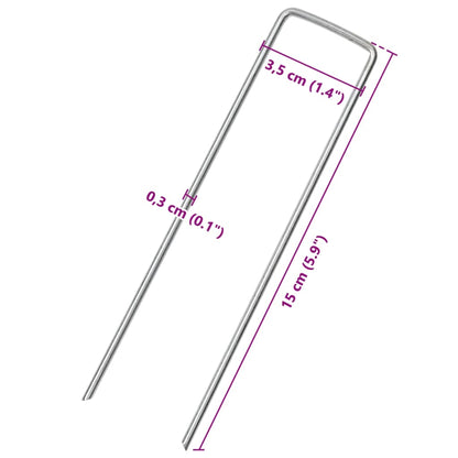 Ground Pegs U Shape 50 pcs 15x3,5 cm Galvanised steel