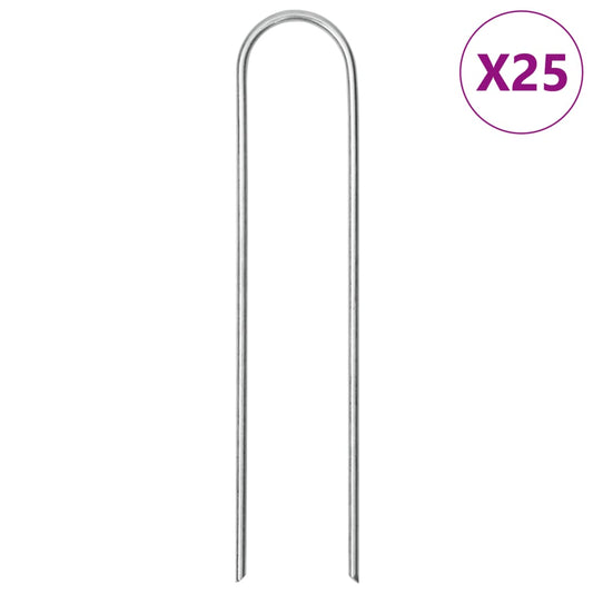 Ground Pegs U Shape 25 pcs 15x3,5 cm Galvanised steel