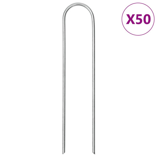 Ground Pegs U Shape 50 pcs 15x3,5 cm Galvanised steel