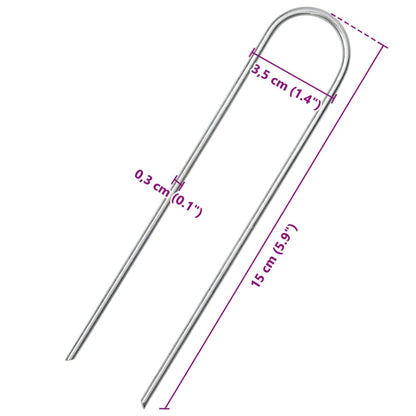 Ground Pegs U Shape 50 pcs 15x3,5 cm Galvanised steel