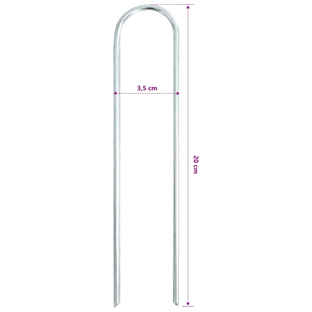 Ground Pegs U Shape 50 pcs 20x3,5 cm Galvanised steel