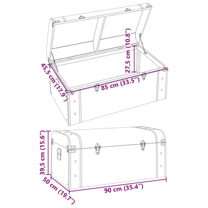 Treasure Chest with Latches Dark Brown 90x50x39,5 cm Plywood