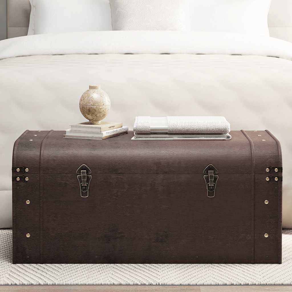 Treasure Chest with Latches Dark Brown 90x50x39,5 cm Plywood