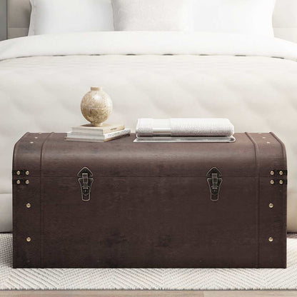 Treasure Chest with Latches Dark Brown 90x50x39,5 cm Plywood