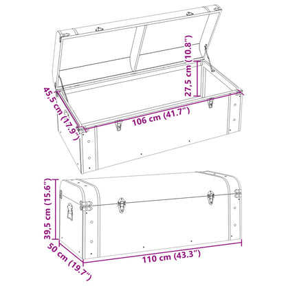 Treasure Chest with Latches Dark Brown 110x50x39,5 cm Plywood