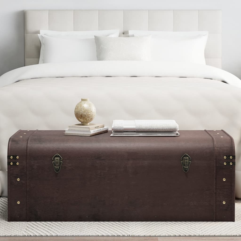 Treasure Chest with Latches Dark Brown 110x50x39,5 cm Plywood