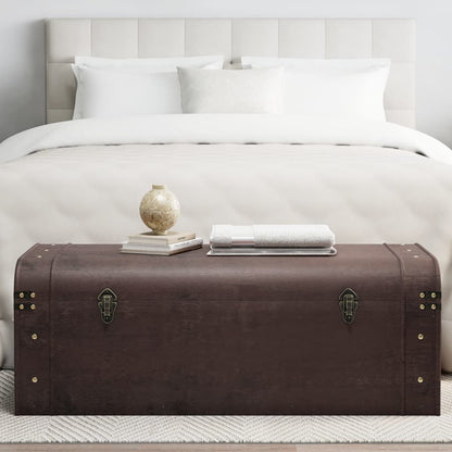 Treasure Chest with Latches Dark Brown 110x50x39,5 cm Plywood