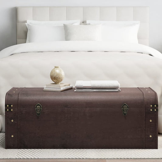 Treasure Chest with Latches Dark Brown 110x50x39,5 cm Plywood