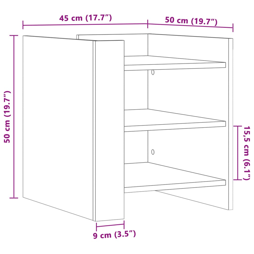 Bedside Cabinet Brown Oak 45x50x50 cm Engineered Wood