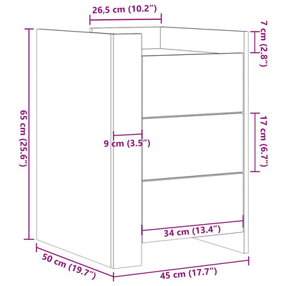Bedside Cabinet Concrete Grey 45x50x65 cm Engineered Wood