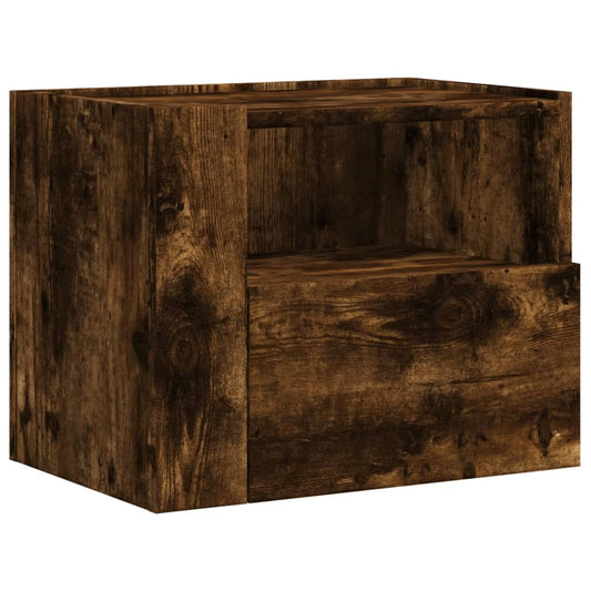 Wall-mounted Bedside Cabinet Smoked Oak 45x30x35 cm
