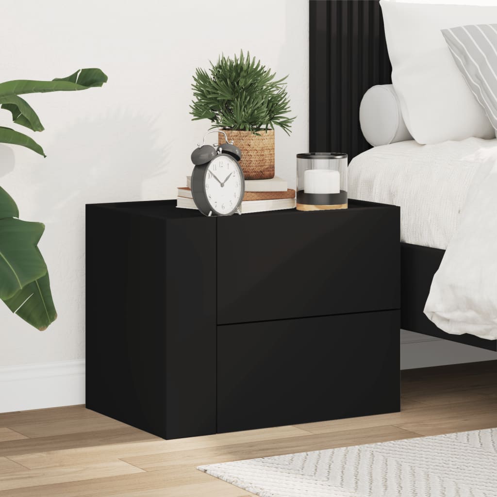 Wall-mounted Bedside Cabinet Black 45x30x35 cm