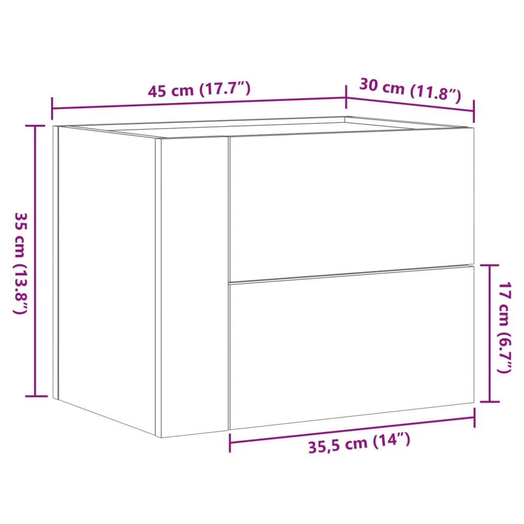 Wall-mounted Bedside Cabinet Sonoma Oak 45x30x35 cm