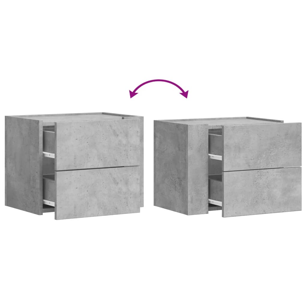 Wall-mounted Bedside Cabinets 2 pcs Concrete Grey 45x30x35 cm