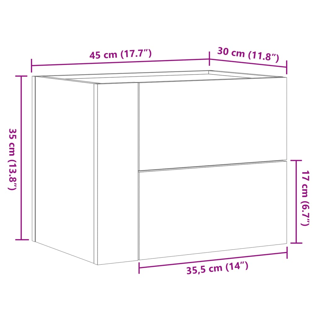 Wall-mounted Bedside Cabinet Smoked Oak 45x30x35 cm