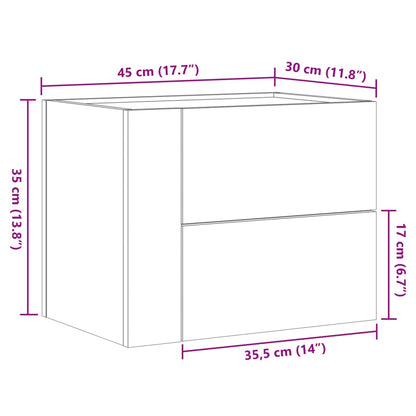 Wall-mounted Bedside Cabinet Smoked Oak 45x30x35 cm