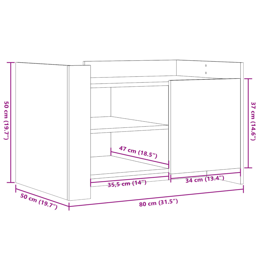 Coffee Table Grey Sonoma 80x50x50 cm Engineered Wood