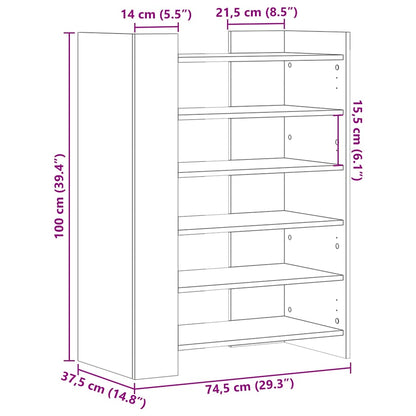 Shoe Cabinet Sonoma Oak 74.5x37.5x100 cm Engineered Wood