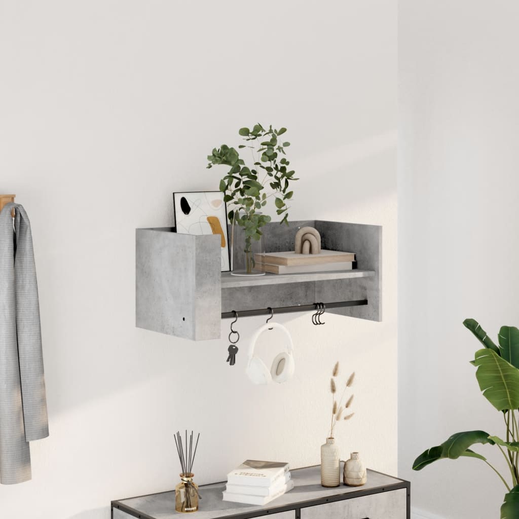 Wall Shelf Concrete Grey 70.5x35x30.5 cm Engineered Wood