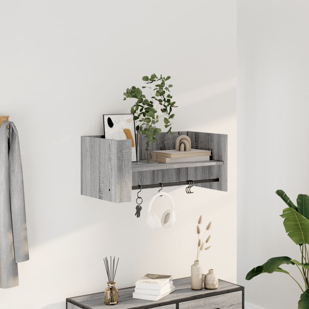 Wall Shelf Grey Sonoma 70.5x35x30.5 cm Engineered Wood