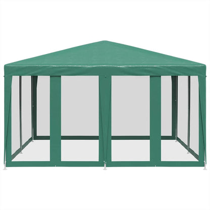 Party Tent with 8 Mesh Sidewalls Green 4x4 m HDPE