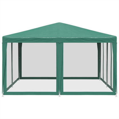 Party Tent with 8 Mesh Sidewalls Green 4x4 m HDPE