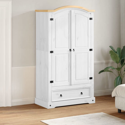 Wardrobe Corona White 102x52x186 cm Solid Wood Pine