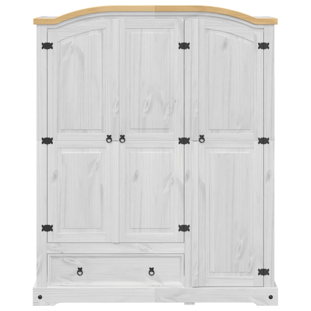 Wardrobe Corona White 151.5x52x186 cm Solid Wood Pine