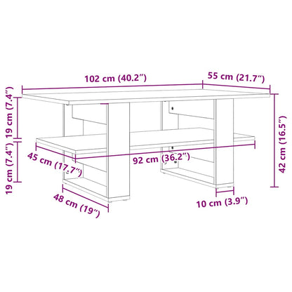 Coffee Table Concrete Grey 102x55x42 cm Engineered Wood