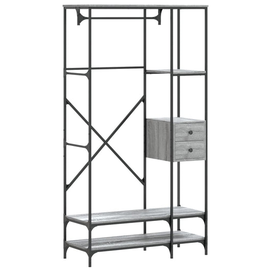 Clothes Rack with Shelves Grey Sonoma Engineered Wood